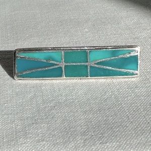 Vintage Native American Sterling Silver and Turquoise tie clip